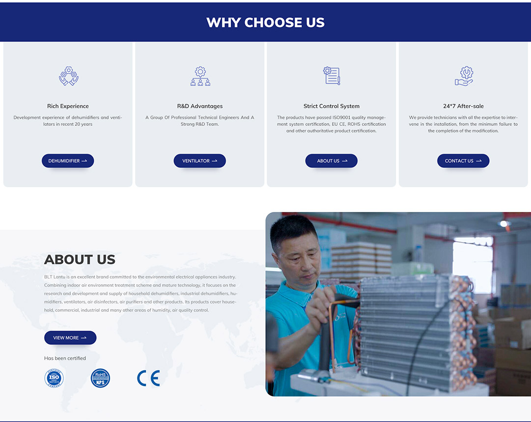 蓝徒智能科技外贸网站建设之首页公司介绍设计布局